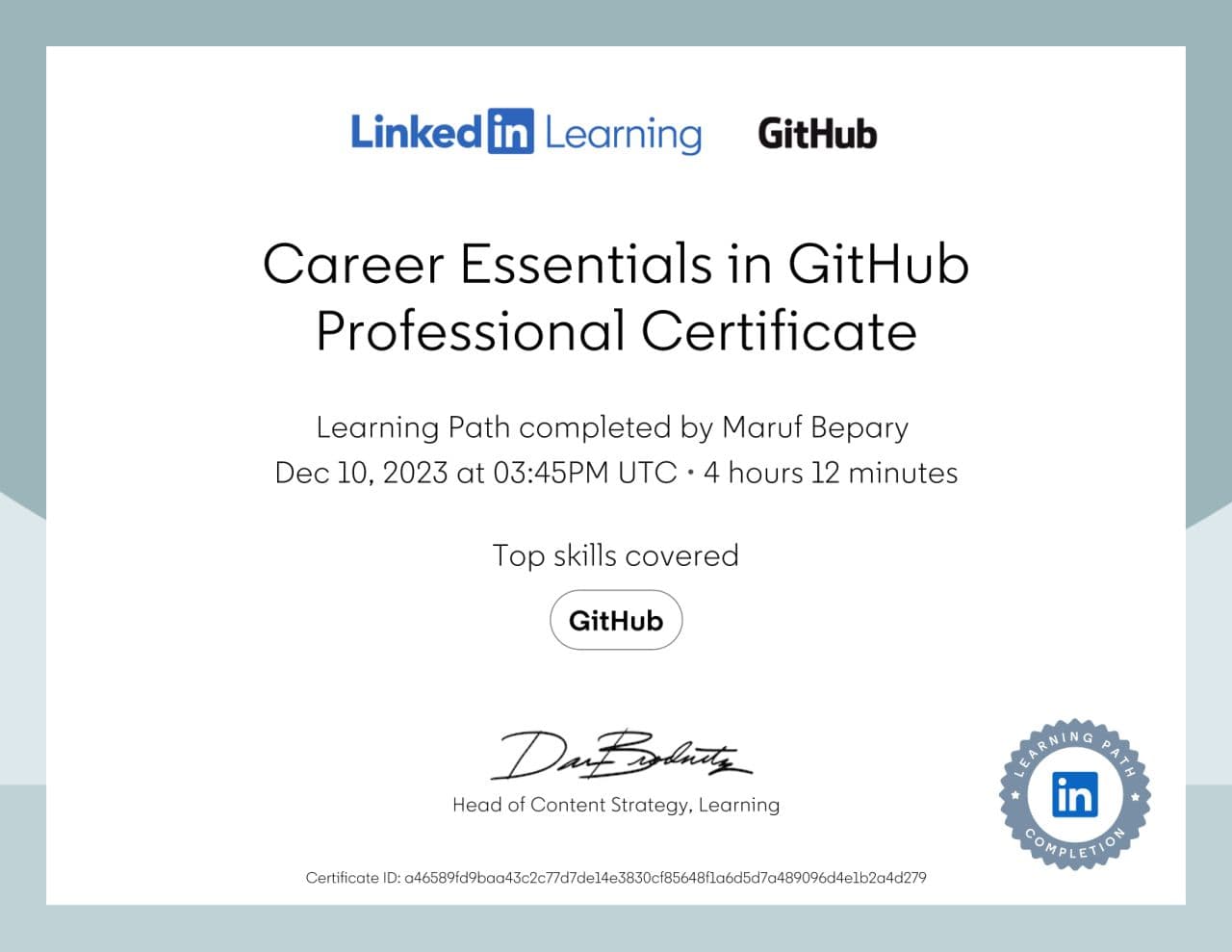 Career Essentials in GitHub Professional Certificate certificate image